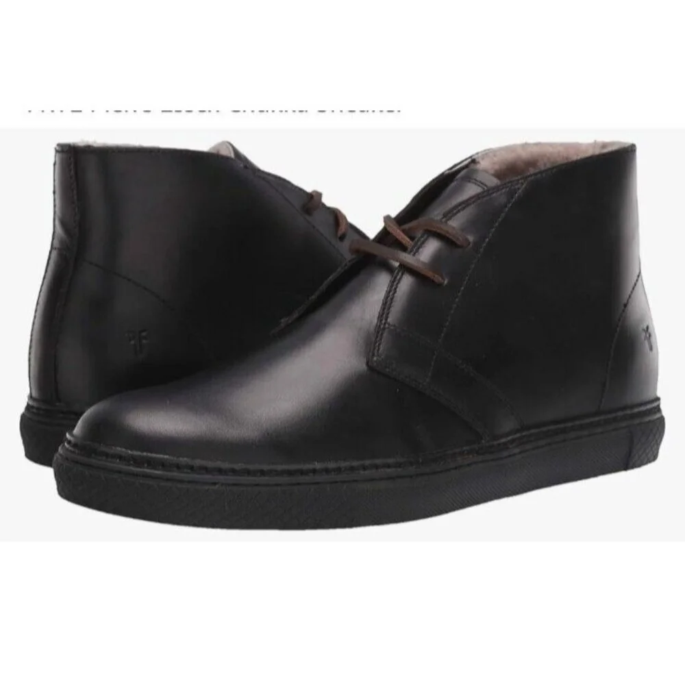 FRYE Shearling Leather Boots Black US 10 Winter Men  Shoes